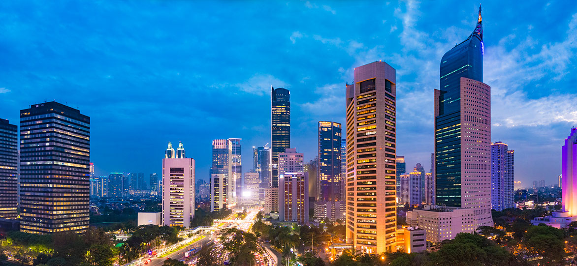 Jakarta's Central Business District at dusk