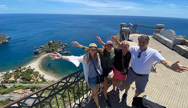 Student and family in Sicily