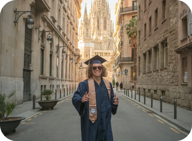 Student in cap and gown