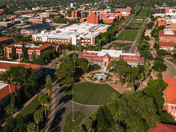 Aerial photo of the University of Arizona Old Main