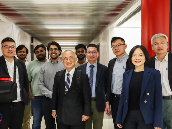 Delegates from the Academy of Innovative Semiconductor and Sustainable Manufacturing (AISSM) at National Cheng Kung University (NCKU) stand with U of A students and faculty.