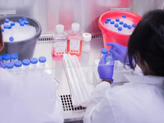 Two women in medical lab