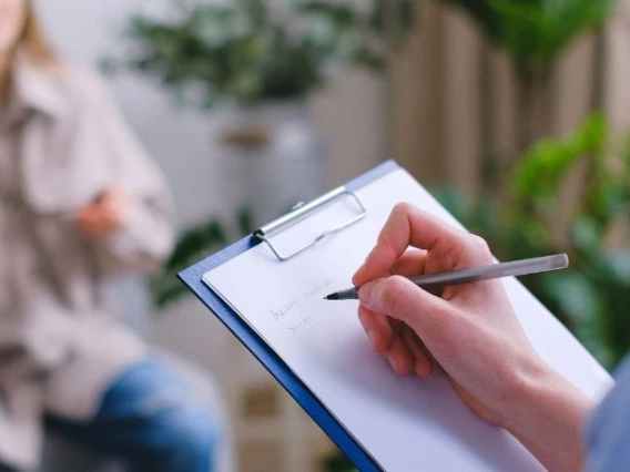 woman with a notepad