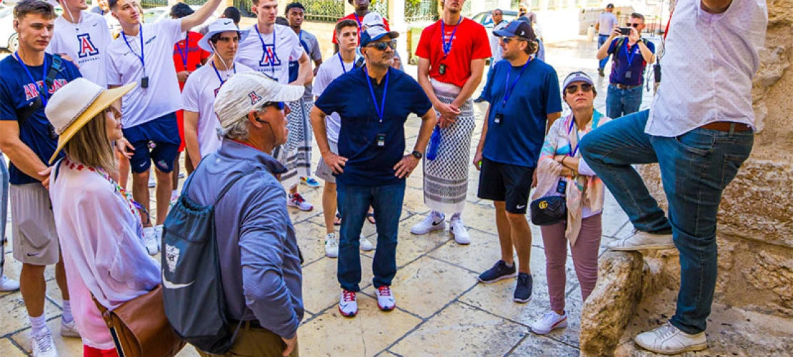 UArizona men's basketball team on their summer tour.