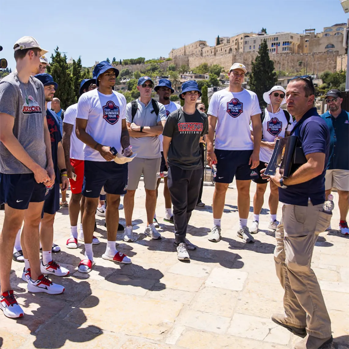 UArizona men's basketball team on their summer tour.