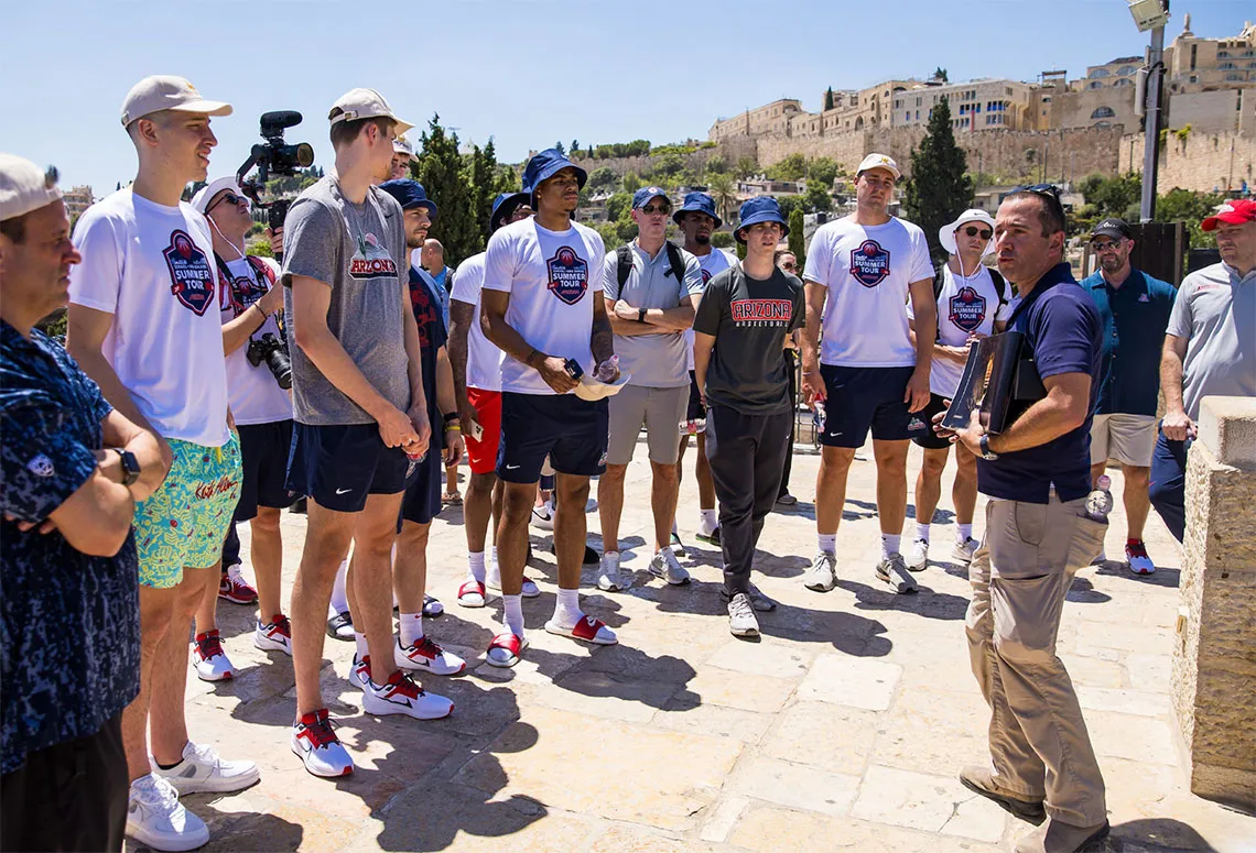 UArizona men's basketball team on their summer tour.