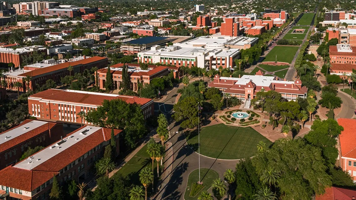 Aerial photo of the University of Arizona Old Main