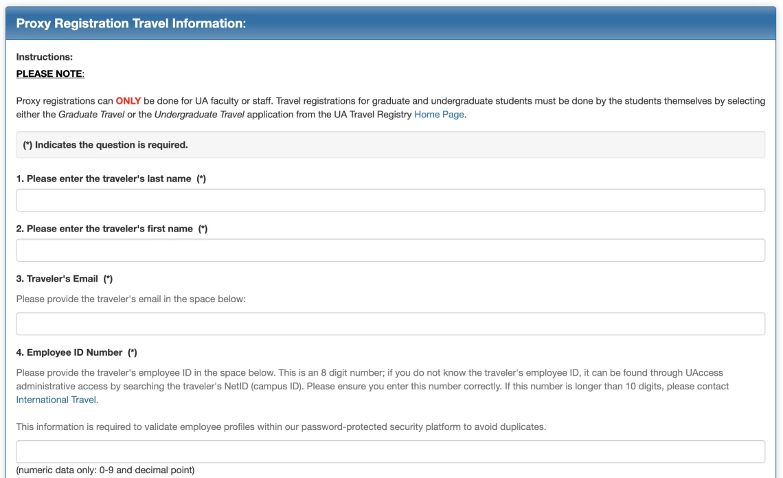 Proxy Registration Travel Information Page