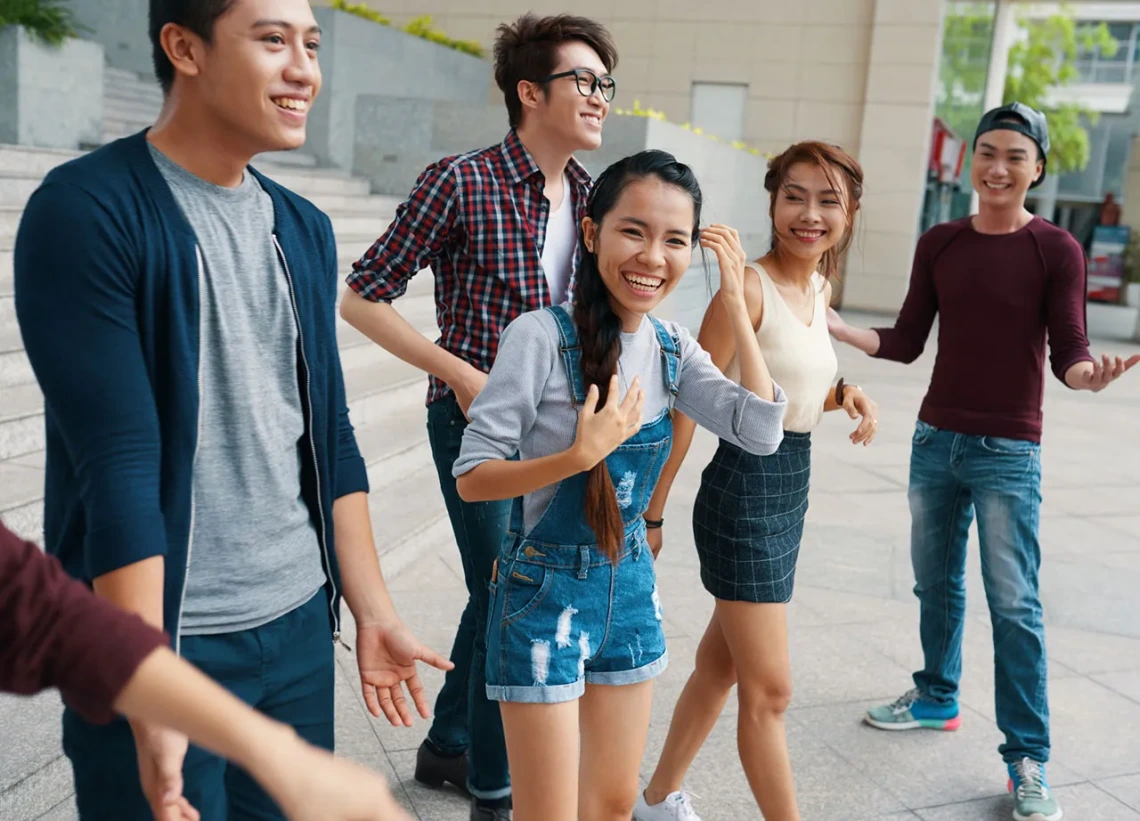 Students walking on campus
