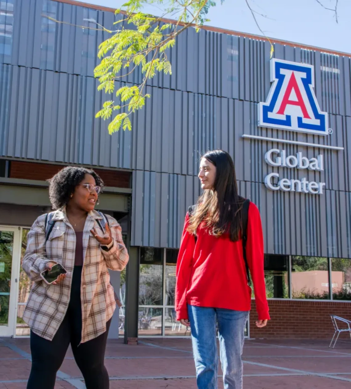 Students walking from the Global Center