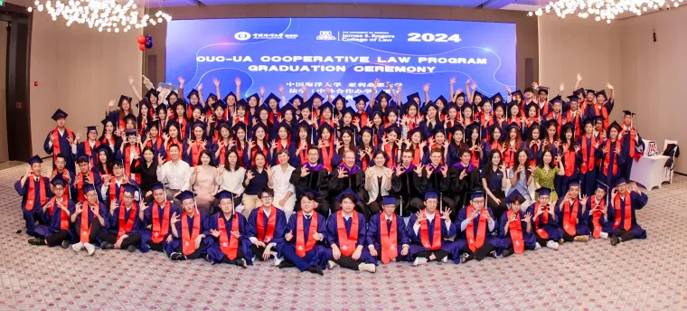 A large group photo of the dual degree graduates from Ocean University of China