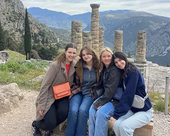 Students at ruins in Greece