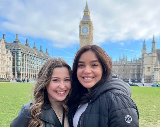 two young women in front of Big Ben