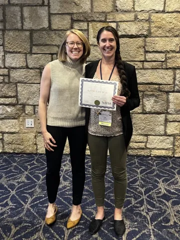 International Admissions and Enrollment Director Katie Van Wyk with Senior Business Analyst for International Student Services Lara Pfaff.