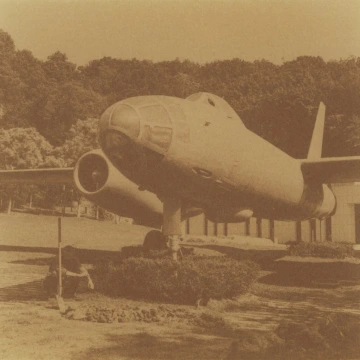 An old photograph of an airplane