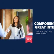 Student at an interview shaking hands 