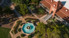 Old main from above with fountain