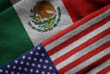 Flag of Mexico and flag of the United States