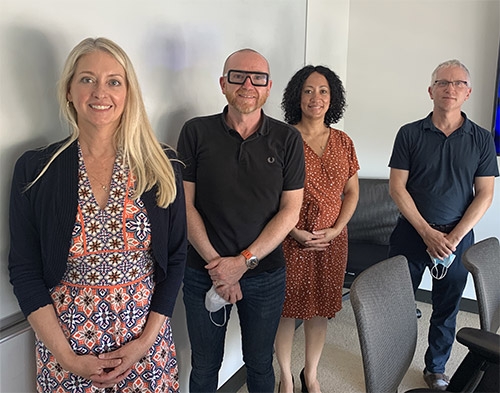 One Health faculty met with Dr. Adams. Left to Right: Dr. Kelly Reynolds, Dr. Jon Adams, Dr. Aminata Kilungo, Dr. Frank von Hippel