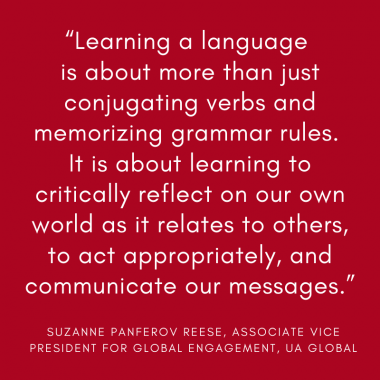 Learning a language is about more than just conjugating verbs and memorizing grammar rules. It is about learning to critically reflect on our own world as it relates to others, to act appropriately, and communicate our messages. Quote Learning a language is about more than just conjugating verbs and memorizing grammar rules. It is about learning to critically reflect on our own world as it relates to others, to act appropriately, and communicate our messages.