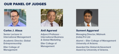 Studentpreneur judges: Carlos Alsua, Anil Agarwal, Sumeet Aggarwal