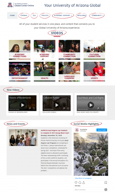 Screenshot of Global Center Online webpage