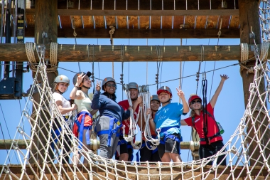 Six of the new 2022-23 GAs at the ropes course